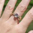 Bague argent martelé anneau doré pierre Labradorite T58 Bague argent martelé anneau doré pierre Labradorite T58