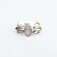 Bague argent martelé anneau doré pierre Quartz rose T53 Bague argent martelé anneau doré pierre Quartz rose T53