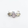Bague argent martelé anneau doré pierre Quartz rose T53