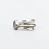 Bague argent martelé anneau doré pierre Quartz rose T53