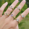 Bague argent martelé anneau doré pierre Quartz rose T53