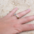 Bague argent martelé anneau doré pierre Quartz rose T53 Bague argent martelé anneau doré pierre Quartz rose T53