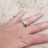 Bague argent martelé anneau doré pierre Quartz rose T53