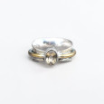 Bague argent martelé anneau doré pierre Citrine T56 Bague argent martelé anneau doré pierre Citrine T56