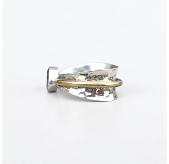 Bague argent martelé anneau doré pierre Citrine T56