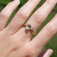 Bague argent martelé anneau doré pierre Citrine T56 Bague argent martelé anneau doré pierre Citrine T56