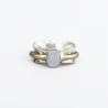 Bague argent martelé anneau doré Pierre de lune irisée T56