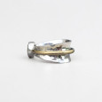 Bague argent martelé anneau doré Pierre de lune irisée T56 Bague argent martelé anneau doré Pierre de lune irisée T56