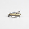 Bague argent martelé anneau doré Pierre de lune irisée T56