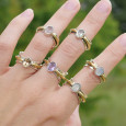 Bague argent martelé anneau doré pierre Prasiolite T53 Bague argent martelé anneau doré pierre Prasiolite T53