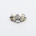Bague argent martelé anneau doré pierre Prasiolite T53 Bague argent martelé anneau doré pierre Prasiolite T53