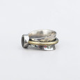 Bague argent martelé anneau doré pierre Prasiolite T53 Bague argent martelé anneau doré pierre Prasiolite T53