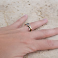 Bague argent martelé anneau doré pierre Prasiolite T53 Bague argent martelé anneau doré pierre Prasiolite T53
