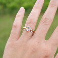 Bague argent martelé anneau doré pierre Prasiolite T53 Bague argent martelé anneau doré pierre Prasiolite T53