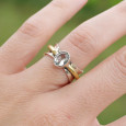 Bague argent martelé anneau doré pierre Prasiolite T53 Bague argent martelé anneau doré pierre Prasiolite T53