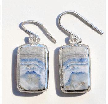Boucles d'oreilles rectangulaires pierre Sheelite et argent