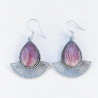Grandes boucles gouttes pierre Rhodochrosite et rayons en argent (rose)