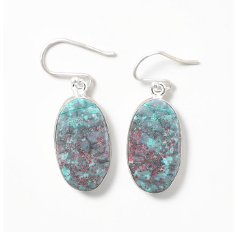 Boucles d'oreilles oblongues pierre Sonora sunrise et argent
