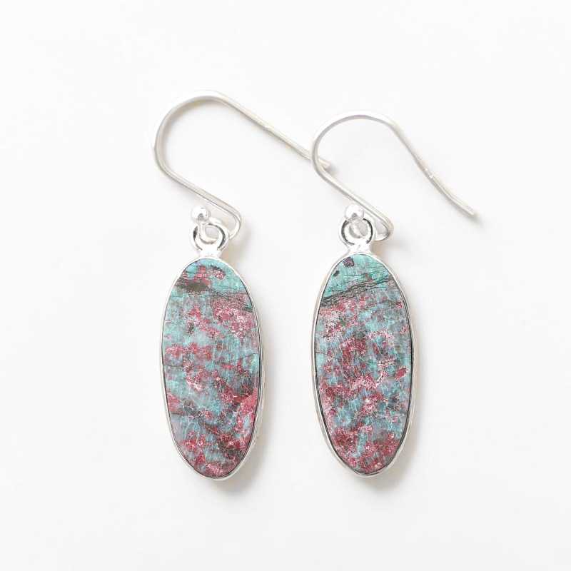 Boucles d'oreilles oblongues pierre Sonora sunrise et argent