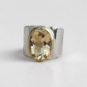Bague large argent doré et pierre facettée Citrine T51