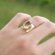 Bague large argent doré et pierre facettée Citrine T51 Bague large argent doré et pierre facettée Citrine T51