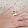 Bague large argent doré et pierre facettée Citrine T51 Bague large argent doré et pierre facettée Citrine T51
