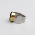 Bague large argent doré et pierre facettée Quartz fumé T57 Bague large argent doré et pierre facettée Quartz fumé T57