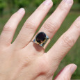Bague large argent doré et pierre facettée Quartz fumé T57 Bague large argent doré et pierre facettée Quartz fumé T57