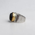 Bague large argent doré et pierre ovale Onyx noir T57 Bague large argent doré et pierre ovale Onyx noir T57