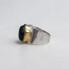 Bague large argent doré et pierre ovale Onyx noir T57