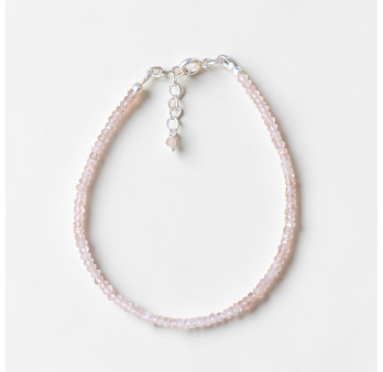 Bracelet fin pierres Quartz rose et fermoir argent