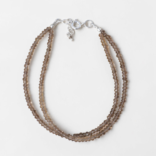 Bracelet 2 rangs pierres fines en Quartz fumé facettées