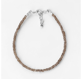 Bracelet fin pierres Quartz fumé facettées fermoir argent