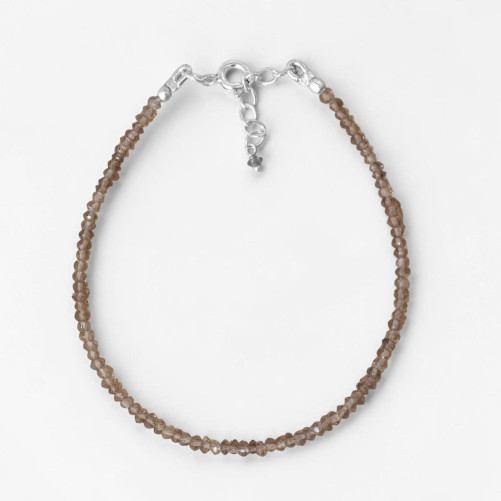 Bracelet fin pierres Quartz fumé facettées fermoir argent