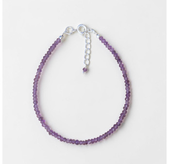 Bracelet fin pierres Améthyste facettées fermoir argent