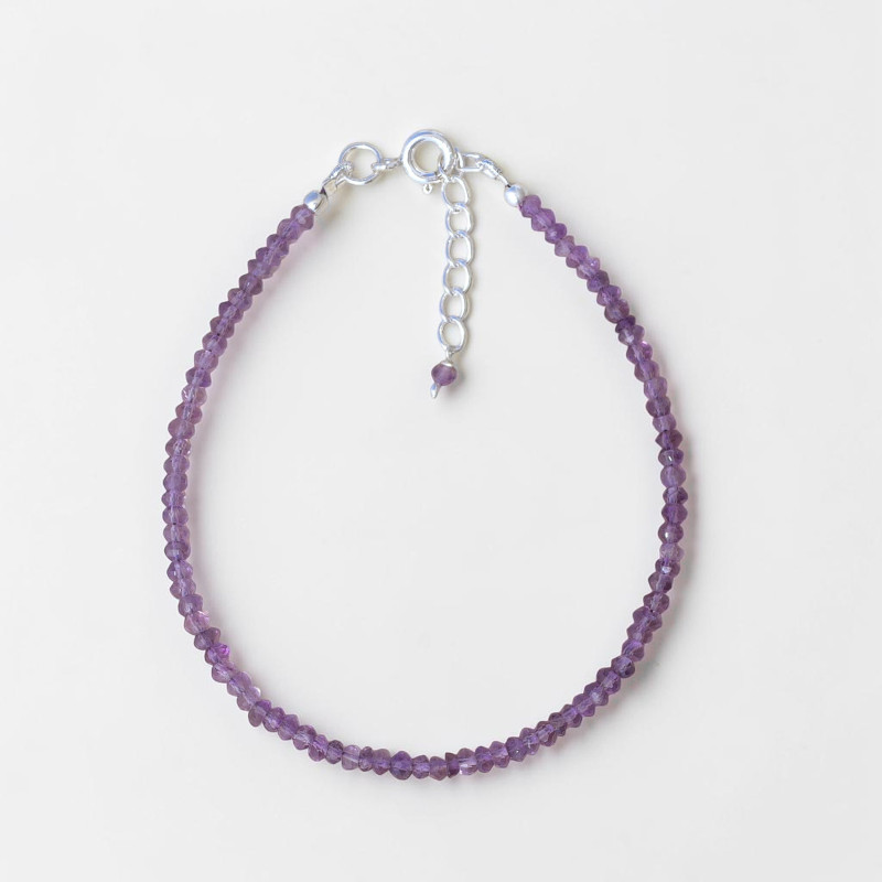 Bracelet fin pierres Améthyste facettées fermoir argent