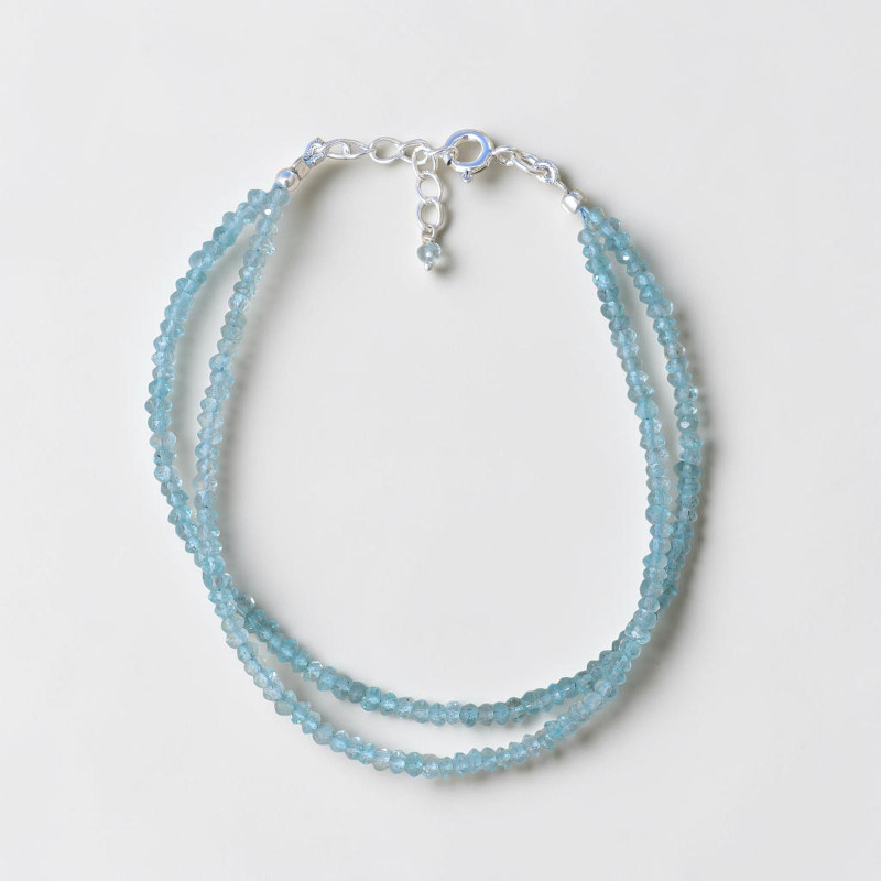 Bracelet 2 rangs pierres fines en Apatite facettées