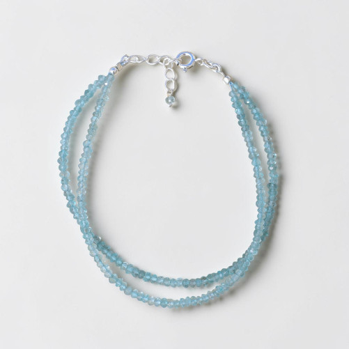 Bracelet 2 rangs pierres fines en Apatite facettées
