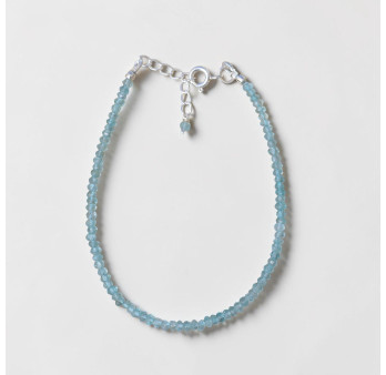 Bracelet fin pierres Apatite facettées fermoir argent
