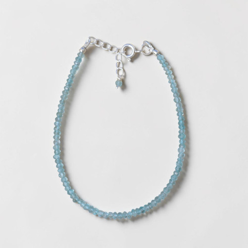 Bracelet fin pierres Apatite facettées fermoir argent