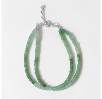 Bracelet 2 rangs pierres fines en Chrysoprase facettées