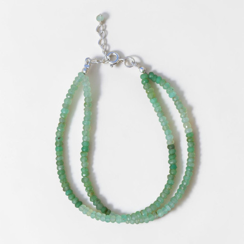 Bracelet 2 rangs pierres fines en Chrysoprase facettées