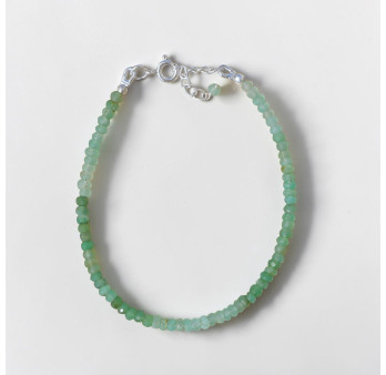Bracelet fin pierres Chrysoprase facettées fermoir argent