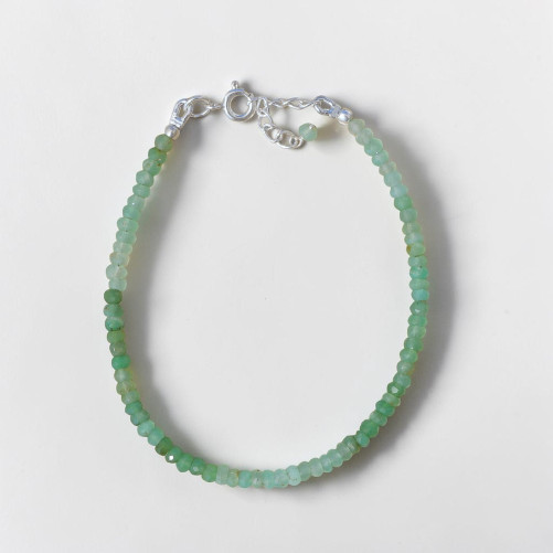 Bracelet fin pierres Chrysoprase facettées fermoir argent