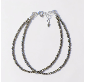 Bracelet 2 rangs pierres fines en Pyrite facettées