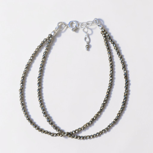 Bracelet 2 rangs pierres fines en Pyrite facettées