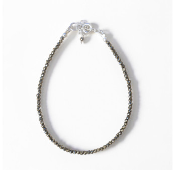 Bracelet fin pierres Pyrite facettées fermoir argent