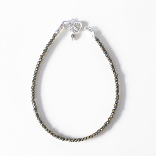Bracelet fin pierres Pyrite facettées fermoir argent