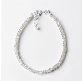 Bracelet fin pierres Prasiolite facettées fermoir argent