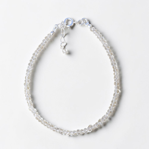 Bracelet fin pierres Prasiolite facettées fermoir argent
